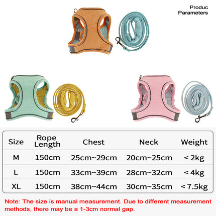 Suede Cat Vest-Style Harness & Traction Rope | Petpexi
