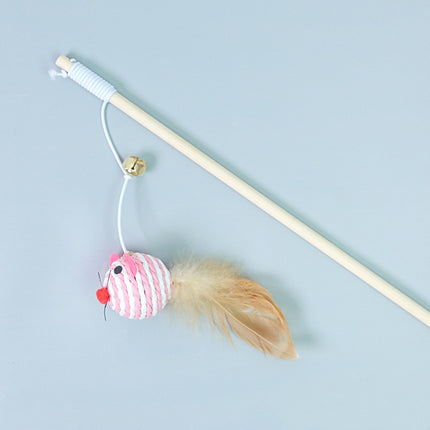Cat Feather Bell Mouse Toy – Interactive Cotton Rope Cat Play Stick | Petpexi