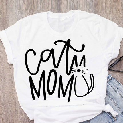 DOG MOM ECG Footprint Love Lady T-Shirt – Soft Milk Silk Short Sleeve | PetPexi