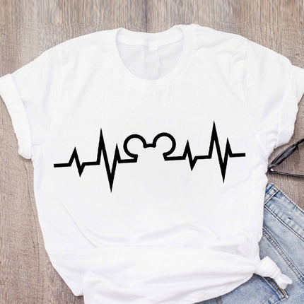 DOG MOM ECG Footprint Love Lady T-Shirt – Soft Milk Silk Short Sleeve | PetPexi