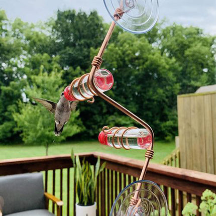 Handmade Copper Hummingbird Feeder – Easy to Clean, Suction Cup Installation, Perfect Garden Decor
