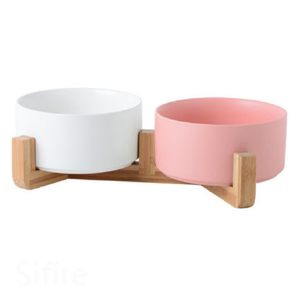 Premium Anti-Slip Ceramic Double Bowl for Cats & Small Dogs – 400ml