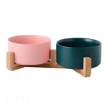 Premium Anti-Slip Ceramic Double Bowl for Cats & Small Dogs – 400ml