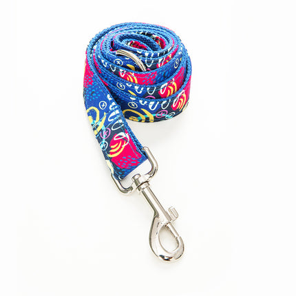 Dog Collar Pet Leash Bow Set - Blue Graffiti Suit - petpexi.com