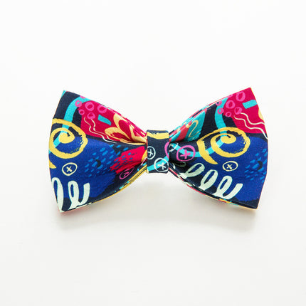 Dog Collar Pet Leash Bow Set - Blue Graffiti Suit - petpexi.com