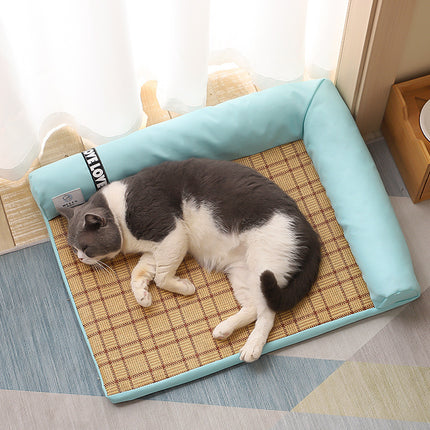 Summer Cooling Bamboo Fiber Pet Bed – Soft, Breathable Nest for Cats & Dogs