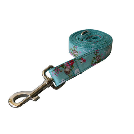 Green Rose Dog Collar & Leash Set – Premium Cotton Casual Style for All Seasons | Petpexi