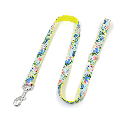 Yellow Midsummer Garden Dog Collar & Leash Set – Durable Polyester for Medium & Large Dogs | Petpexi
