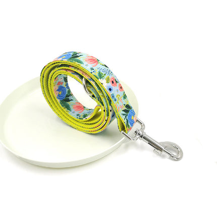 Yellow Midsummer Garden Dog Collar & Leash Set – Durable Polyester for Medium & Large Dogs | Petpexi