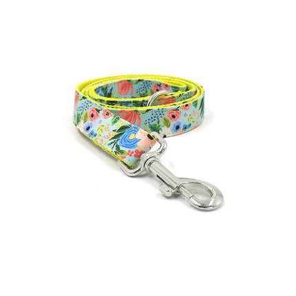 Yellow Midsummer Garden Dog Collar & Leash Set – Durable Polyester for Medium & Large Dogs | Petpexi