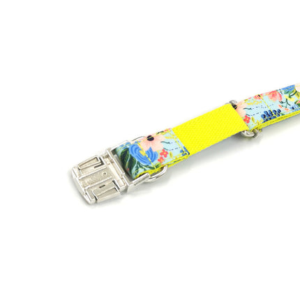Yellow Midsummer Garden Dog Collar & Leash Set – Durable Polyester for Medium & Large Dogs | Petpexi