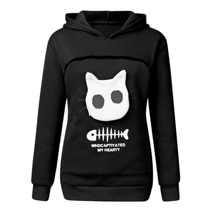 Women’s Hoodie Sweatshirt with Cat Carrier Pocket – Small Dog & Cat Pullover