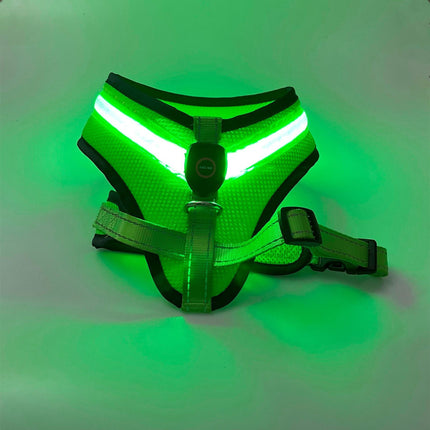 LED Luminous Dog Harness – USB Rechargeable Reflective Safety Chest Strap Vest for Dogs | Petpexi