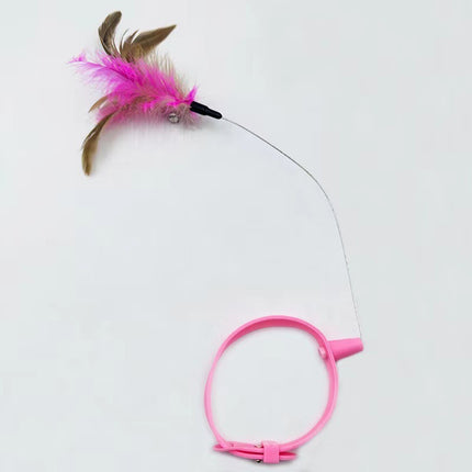 Cat Collar Toy with Adjustable Feather Wand & Bell – Interactive Teaser | Petpexi