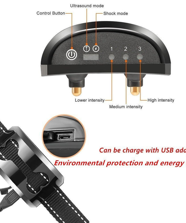 Smart Ultrasonic Anti-Barking Dog Collar – USB Rechargeable & Waterproof
