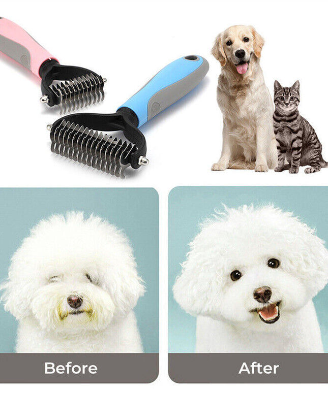 Dual-Sided Grooming Brush for Dogs & Cats – Deshedding & Dematting Tool | Petpexi
