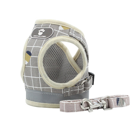Breathable Mesh Small Dog Harness and Leash – Square Grid Reflective | Petpexi