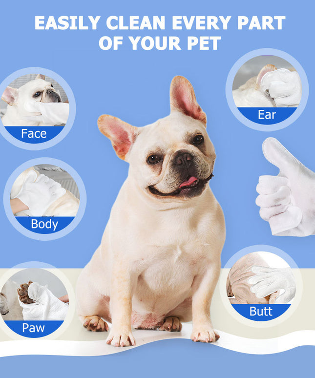 Cleaning Wipes Gloves for Dogs & Cats – Deodorizing & Grooming Bath Wipes, 6PCS Pack | Petpexi