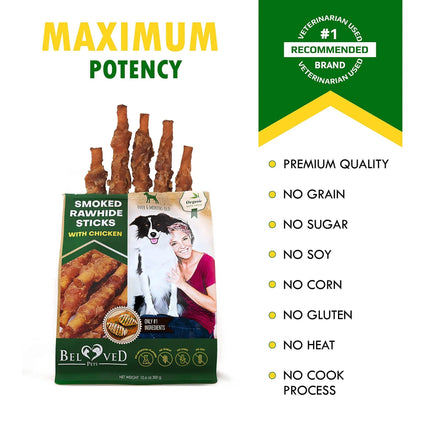 Smoked Rawhide Sticks Wrapped with Chicken – Grain-Free, Organic Chew Treats for Dogs | Free Shipping in the U.S. | PetPexi