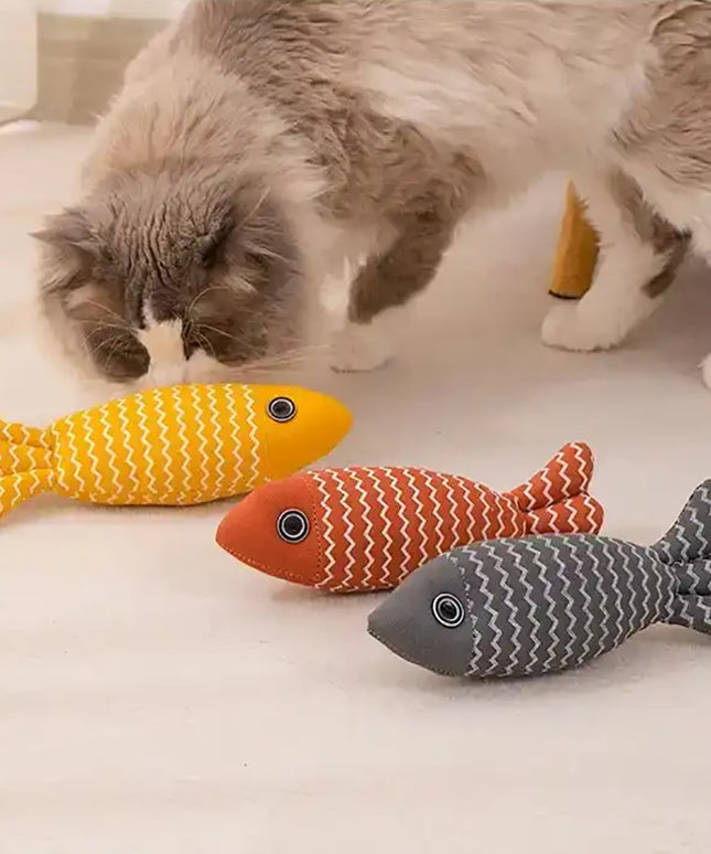 Burlap Fish Catnip Toy – Durable Kicker Pillow for Cats | Petpexi
