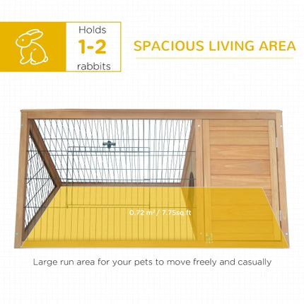Wooden A-frame Outdoor Rabbit Cage Small Animal Cage with Running Area – 46" x 24" – Yellow