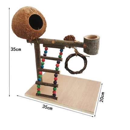 Solid Wood Parrot Station Frame Training Bird Shelf