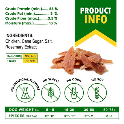 Chicken Jerky Dog Treats – All Natural, Organic, Grain-Free, High Protein, 300g | PetPexi