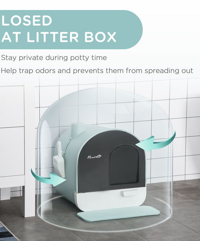 PawHut Cat Litter Box with Lid, Tray, Spoon & Strainer – Indoor Cat Toilet | www.petpexi.com