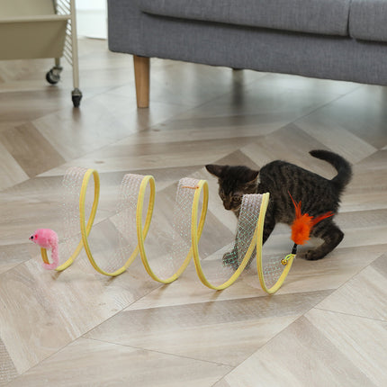 Foldable Cat Tunnel with Mouse-Shaped Toys & Sisal Balls – Interactive Kitten Play Set | Petpexi