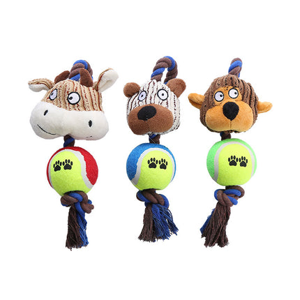 Pet Dog Toy Corduroy Tennis Ball Cotton Rope – Durable & Interactive Dog Toys | Petpexi