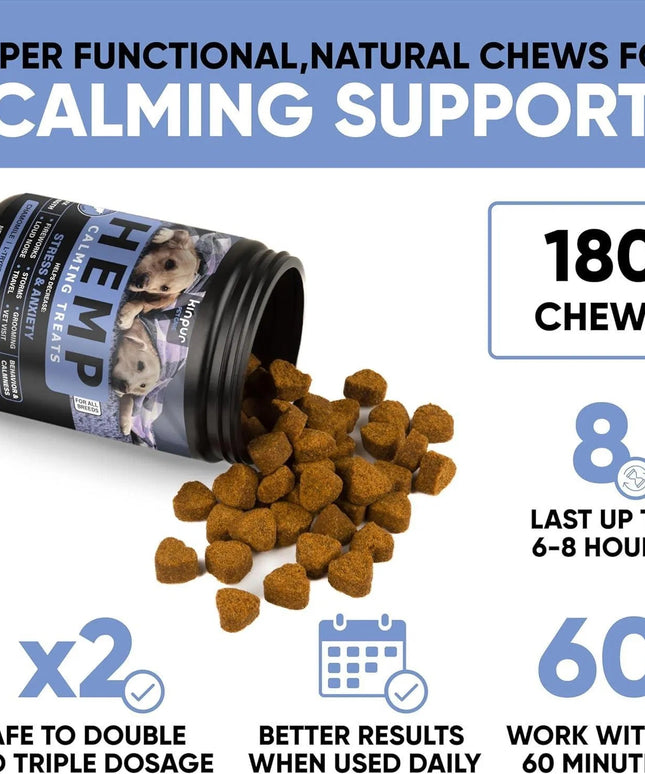 Natural Calming Chews for Dogs with Hemp Oil & Valerian Root – Anxiety Relief for All Breeds – 180 Beef Flavor Chews – Fast & Free Shipping at www.petpexi.com
