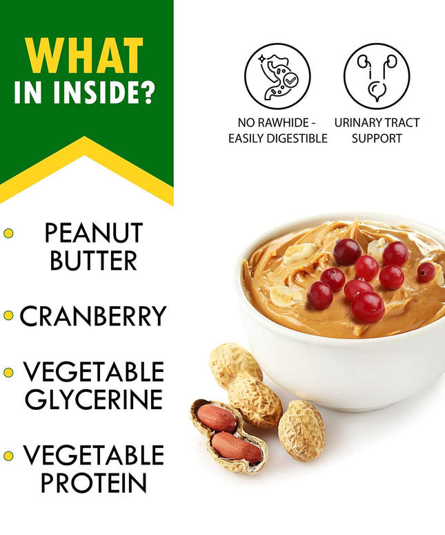 Peanut Butter Bones with Cranberry – Rawhide-Free, Healthy Chews for Dogs | Free Shipping to U.S. | PetPexi