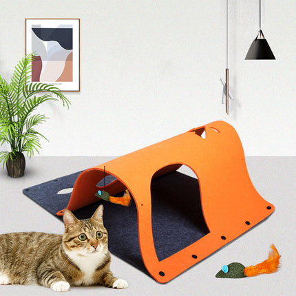2 in 1 DIY Cat Tunnel with Removable Felt Nest House, colorful and soft pet play tubes available at Petpexi

