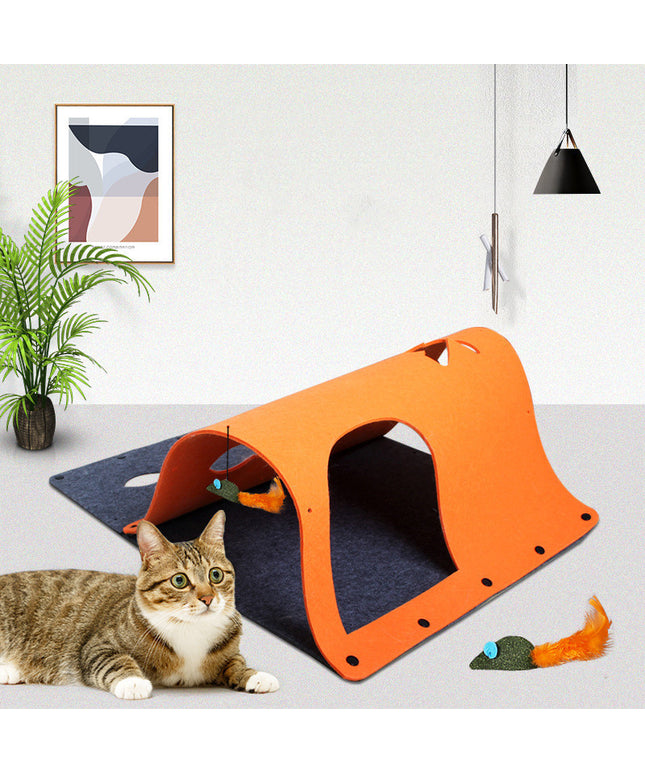 2 in 1 DIY Cat Tunnel with Removable Felt Nest House, colorful and soft pet play tubes available at Petpexi

