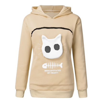Women’s Hoodie Sweatshirt with Cat Carrier Pocket – Small Dog & Cat Pullover