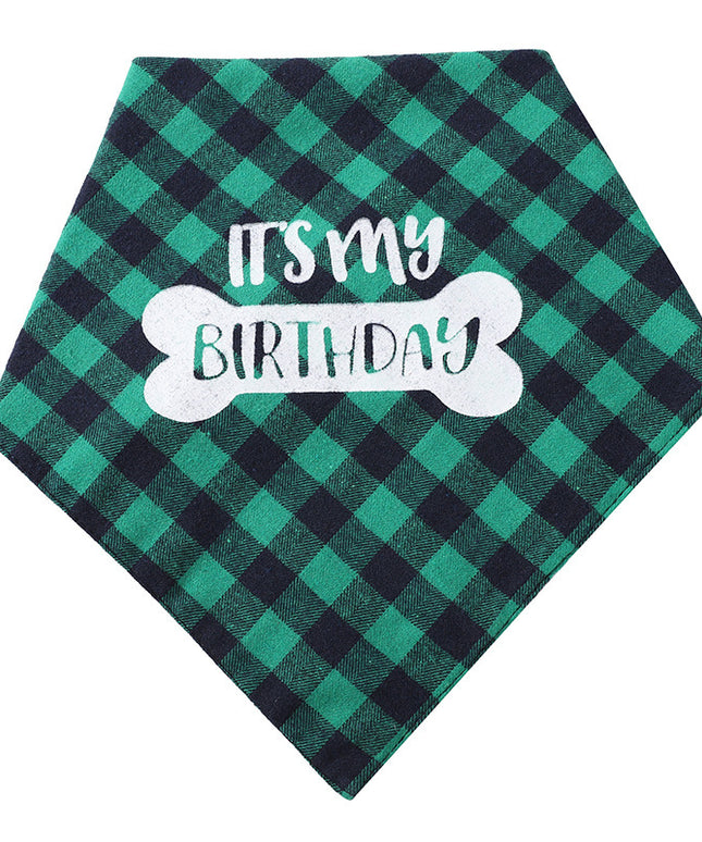 Pet Soft & Delicate Saliva Triangle Towel – Plaid Design for Dogs & Cats | Petpexi