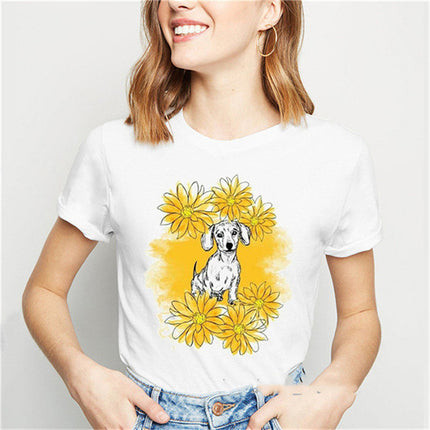 Dog Print T-Shirt – Street Style Round Neck Polyester Tee | PetPexi