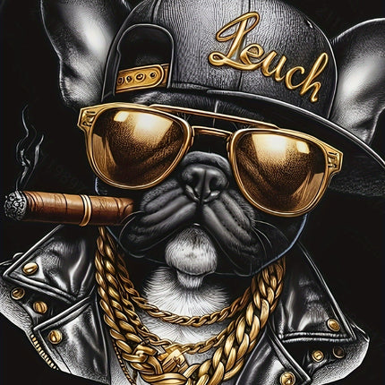 Cool Hip-Hop Dog Gold Chain Print Men’s Short Sleeve T-Shirt | PetPexi