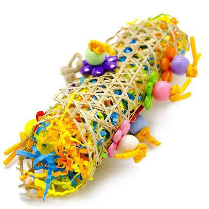 3pcs Bird Toy Parrot Gnawing Supplies – Brushed Rattan Ball, Grass & Wooden Toys