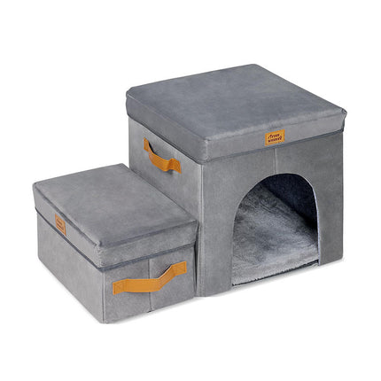 Foldable Pet Storage Stairs for Dogs - Gray, 2 & 3 Steps, Free Shipping