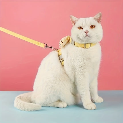Cat Harness Leash Set – Cute Bee Plaid Adjustable Kitten Harness | Petpexi