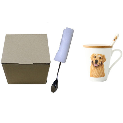 MCorgi Animal Dog Ceramic Mug with Bamboo Lid & Stainless Steel Spoon – 450ml | PetPexi