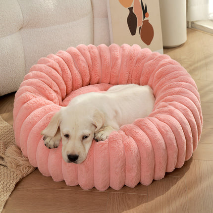 Long Plush Round Dog & Cat Bed – Winter Warm Pet Nest by Petpexi