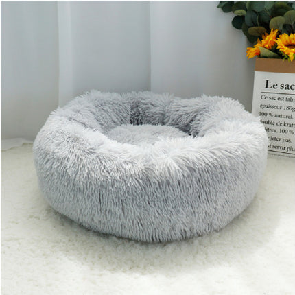 Round Plush Winter Cat & Dog Bed – Soft Fluffy Nest Pad in Multiple Sizes