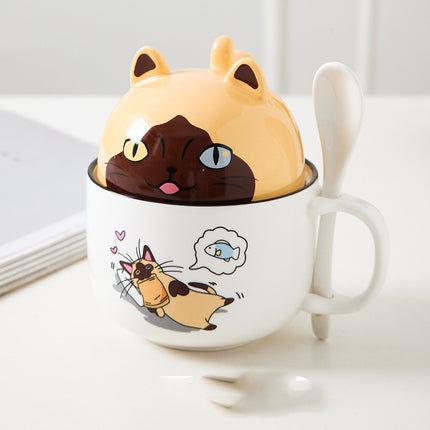 Cartoon Ceramic Mug with Lid & Spoon – Cute Animal Designs | PetPexi