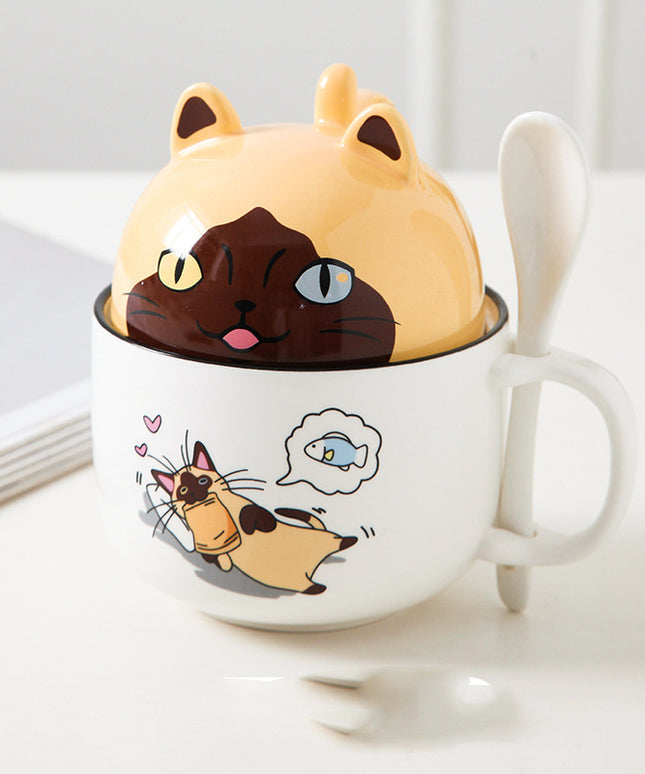 Cartoon Ceramic Mug with Lid & Spoon – Cute Animal Designs | PetPexi