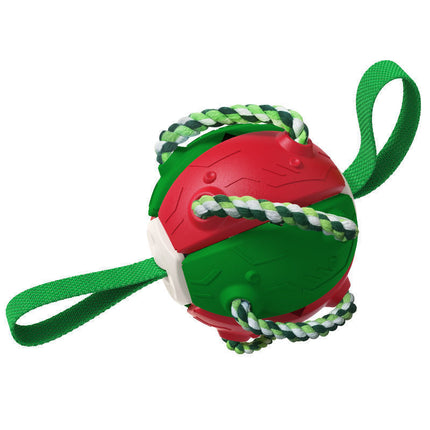 Interactive Dog Football Soccer Ball - Transforming Fetch & Tug Toy