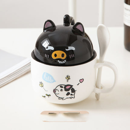 Cartoon Ceramic Mug with Lid & Spoon – Cute Animal Designs | PetPexi