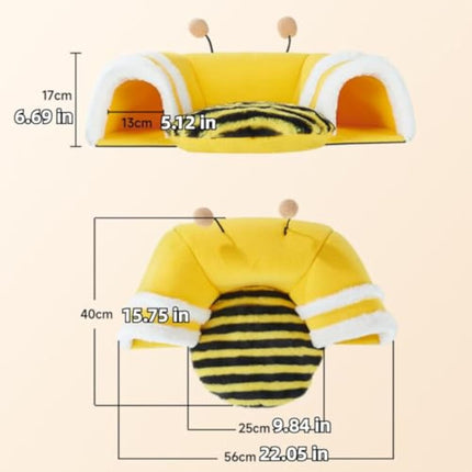 Warm Rabbit Hideout Tunnel Bed – Cute Bee Shape, Soft Removable Guinea Pig Tunnels & Tubes – Sturdy Small Animal Tunnel – Fast & Free USA Shipping!