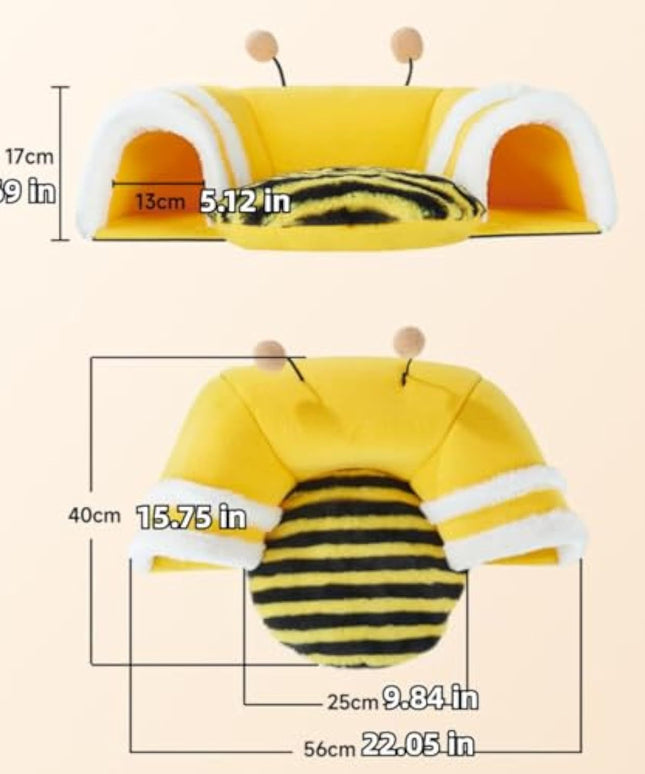 Warm Rabbit Hideout Tunnel Bed – Cute Bee Shape, Soft Removable Guinea Pig Tunnels & Tubes – Sturdy Small Animal Tunnel – Fast & Free USA Shipping!